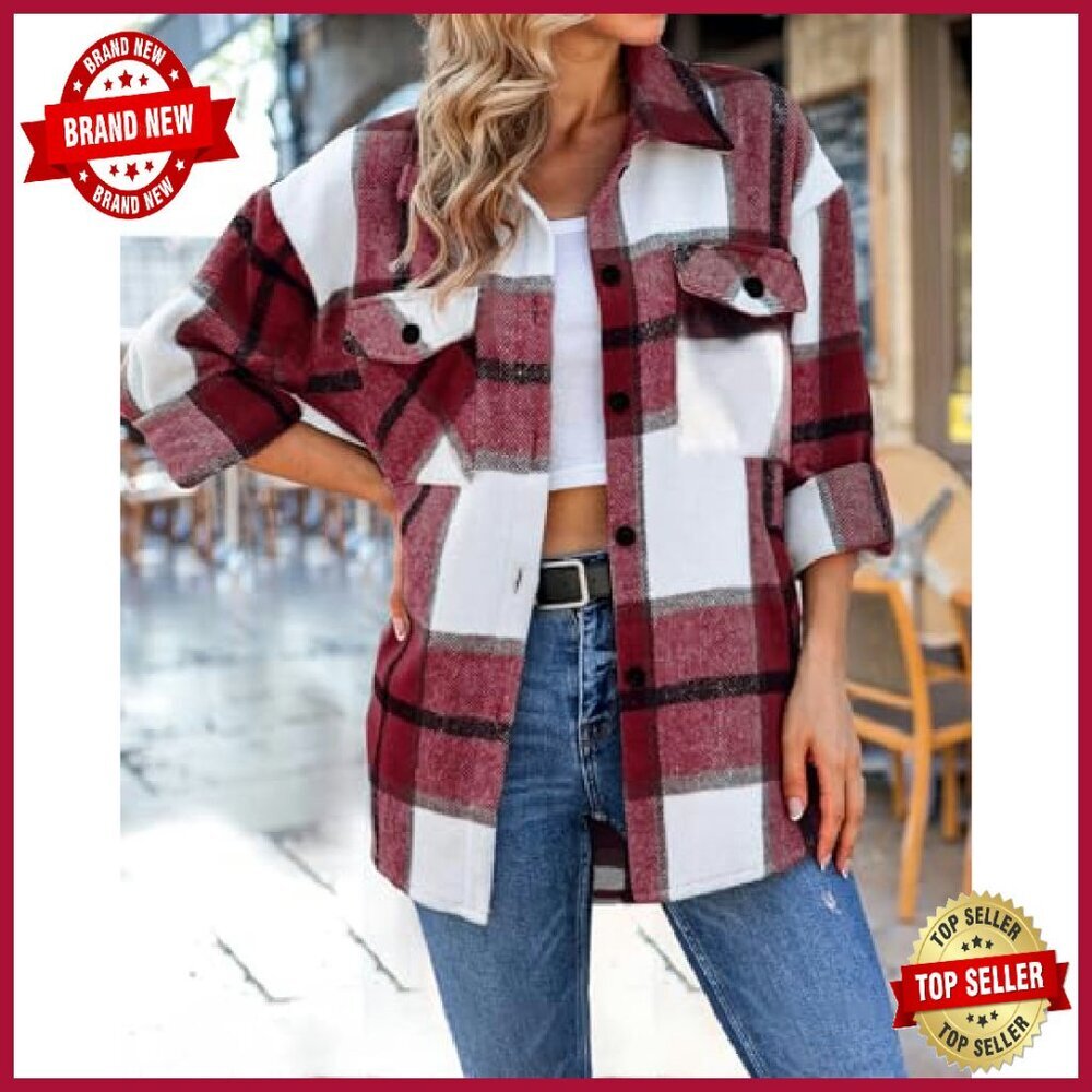 Soft Flannel Shacket Jacket Button Down Plaid Lon… - image 3